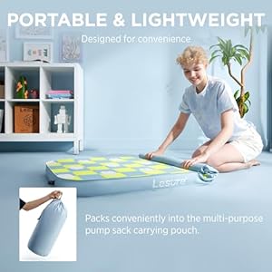 Lesure Inflatable Waterproof Dog Bed Portable Outdoor Travel Dog Bed Comfort Adjustable Support Air Mattress Crate Mat with 3 Inch Orthopedic Foam for Indoor Outdoor Dogs Blue