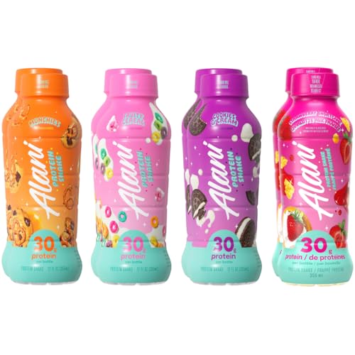 Alani Nu Protein Shake 4 Flavor Variety 12 fl oz Bottles 8-Pack Ready-to-Drink High Protein Beverage