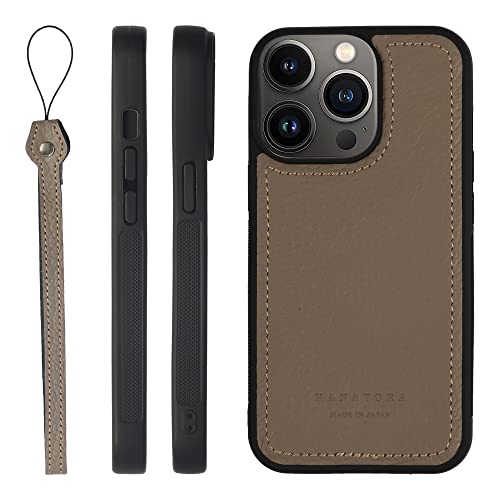 HANATORA iPhone用 16e ケース 本革 日本製 耐衝撃 スマホケース スマホ シュリンクカーフレザー ギフト マグネットなし グレージュ SPGJP-16e-Grege