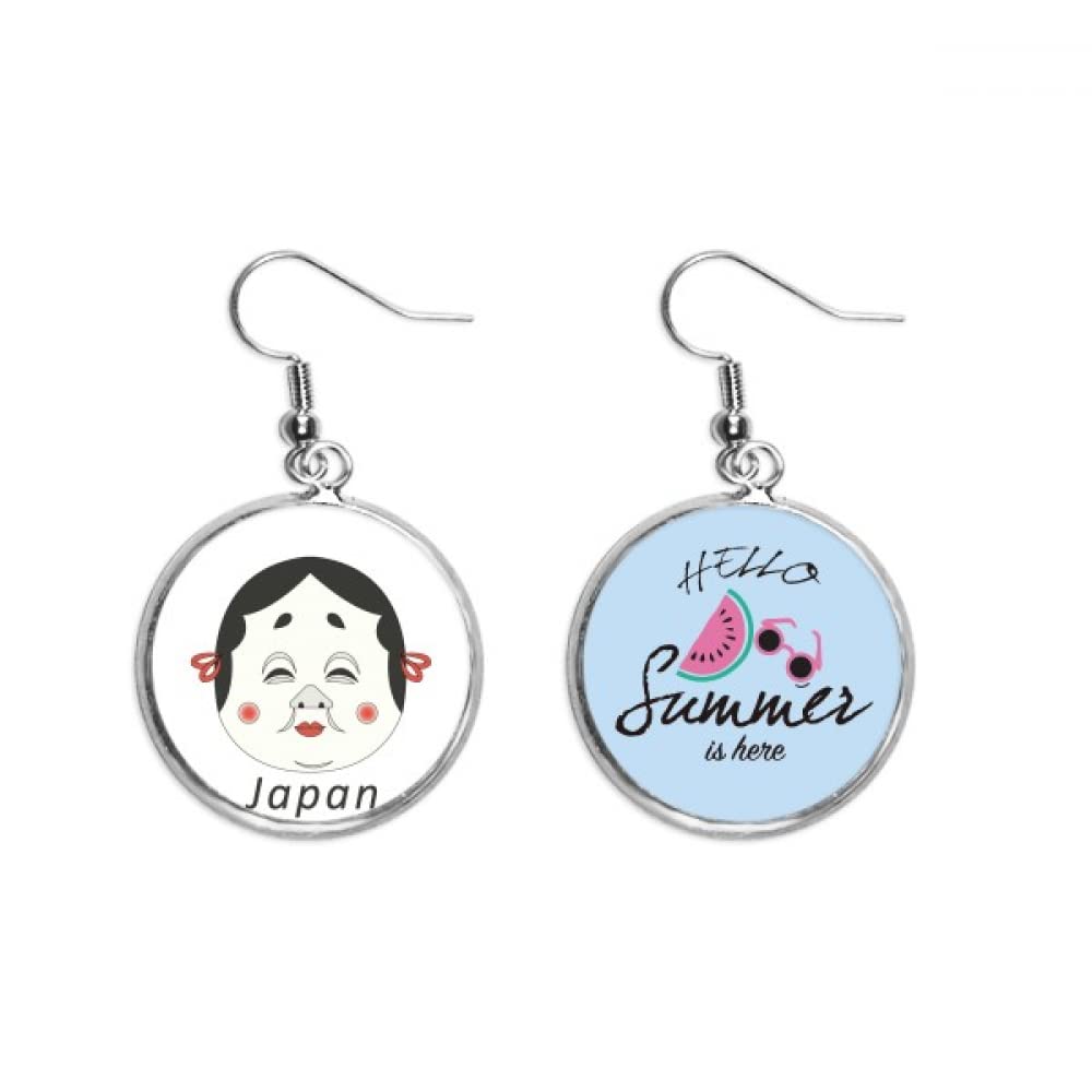 Pendientes de sandía divertidos estilo máscara tradicional japonesa joyeria de verano para lóbulo 5