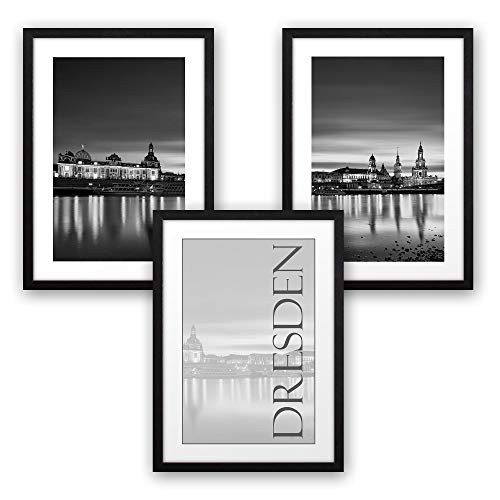Kreative Feder 3-teiliges Premium Poster-Set | Kunstdruck | DRESDEN | Deko Bild für Ihre Wand | optional mit Rahmen | Wohnzimmer Schlafzimmer Modern Fine Art | DIN A4 / A3 (A4, schwarzer Rahmen) Kreative Feder 3-teiliges Premium Poster-Set | Kunstdruck | DRESDEN | Deko Bild für Ihre Wand | optional mit Rahmen | Wohnzimmer Schlafzimmer Modern Fine Art | DIN A4 / A3 (A4, schwarzer Rahmen)
