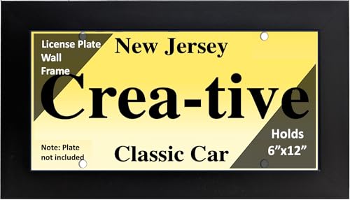 Creative Picture Frames 6x12-inch Modern Black License Plate Wall Frame, Display Your Vehicle Tag on Wall with Installed Hanger