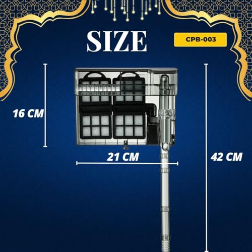 Image of Cherlam (8 Watts | Suitable For 3.5 Feet Tank) Ultra Quiet Premium Hang On Back Filter For Planted Aquarium Fish Tank With Surface Skimmer By Petzlifeworld