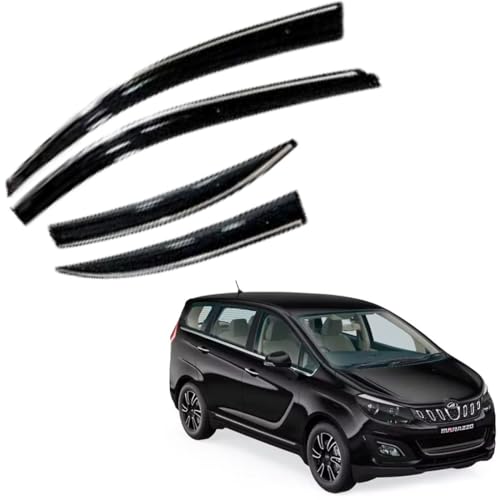 Image of CAR SAAZ Chrome Line Door Visor for Marazzo (2018-2024) (Set of 4Pcs) | Rain Guard | Wind Deflector