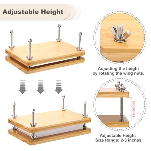 PATIKIL Prensa de livros de madeira, 29 x 19 cm, 3 quadros, 2 camadas de encadernação portátil de ba