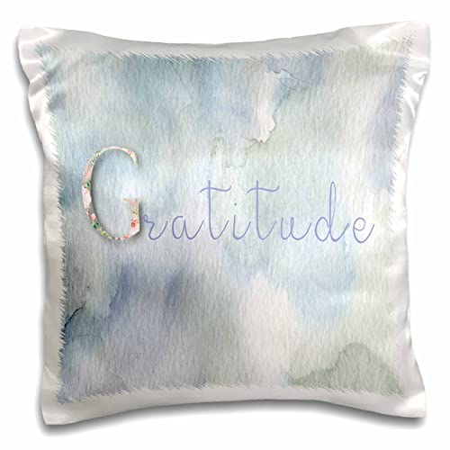 3dRose Made in The Highlands-Art Gratitude Text on watercoloured Background (pc-304472-1) Pillow Case, White