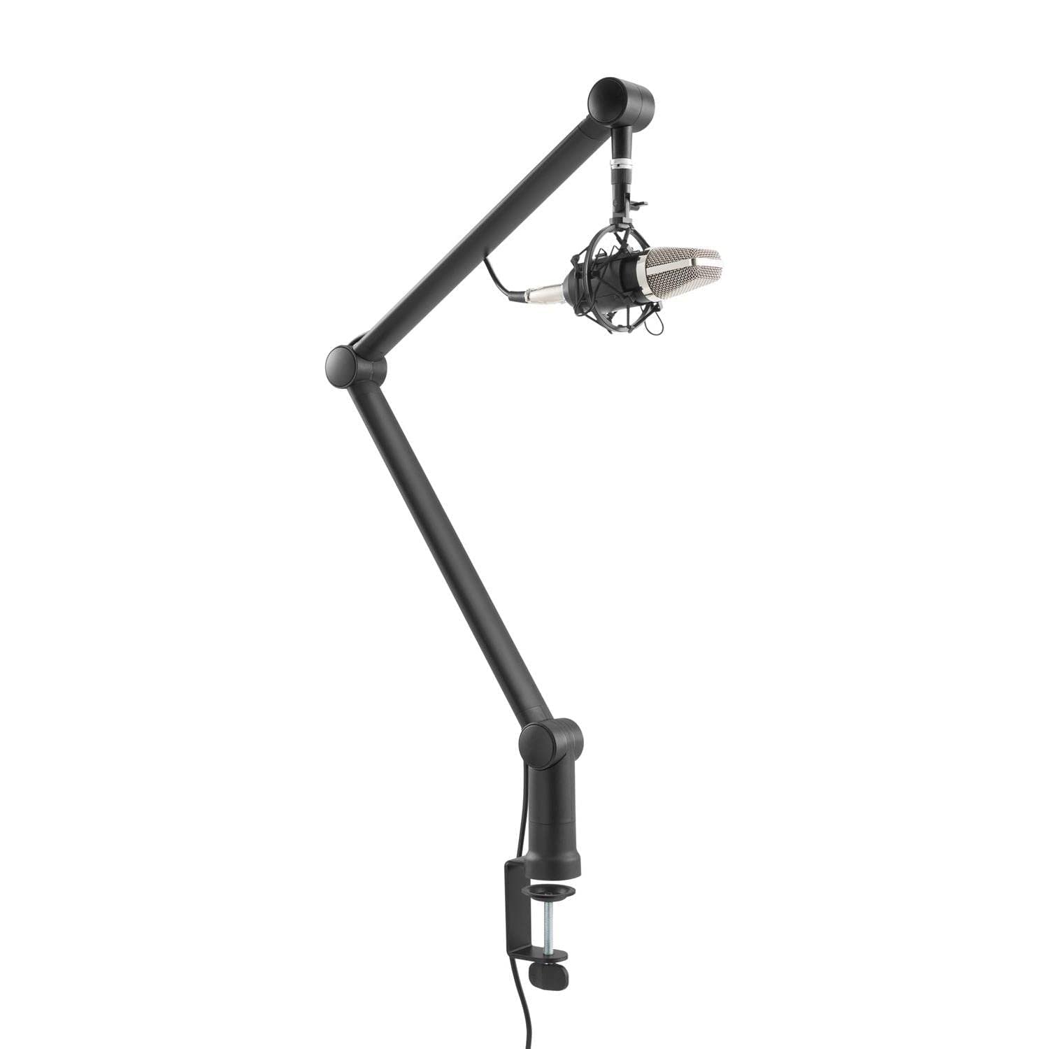 Maclean MC-898 Supporto professionale per microfono con gestione integrata dei cavi Asta Microfono regolabile Montaggio da tavolo max. 1kg
