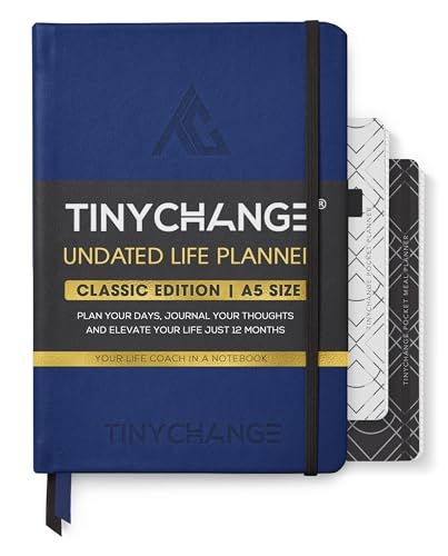 TinyChange Undated Classic Life Planner | A5 Size Diary+ 2 Pocket & Meal Plan...