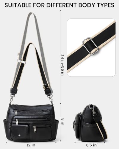 Image of Bluome Vegan Leather Crossbody Purse for women Multi Pocket Crossbody Bag Messenger Bag Travel Purse Handbag Shoulder