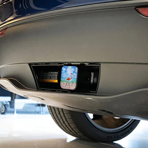 Swono Flamingo Car Towing Hitch Covers Tropical Pink Bird Flamingo Ocean Seashore Square Trailer Hitch Cover 2 Inch, Rear Receiver Hitch Covers Soft Rubber Hitch Cover For Trucks Suvs Jeeps #TOP3