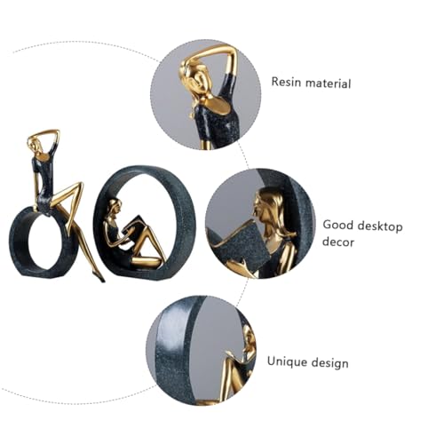Décoration de bureau et table TV avec ce lot de 2 statuettes rétro pour maison zen - 3