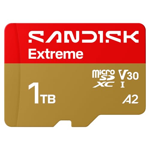SANDISK 1TB Extreme microSD UHS-I�J�[�h - �ő�245MB/�b�̓ǂݎ�葬�x��170MB/�b�̏������ݑ��x�A5.3K�r�f�I�A4K UHD�r�f�I�A�����\ �A�N�V�����J���A�h���[���AAndroid�f�o�C�X�p - SDSQXH9