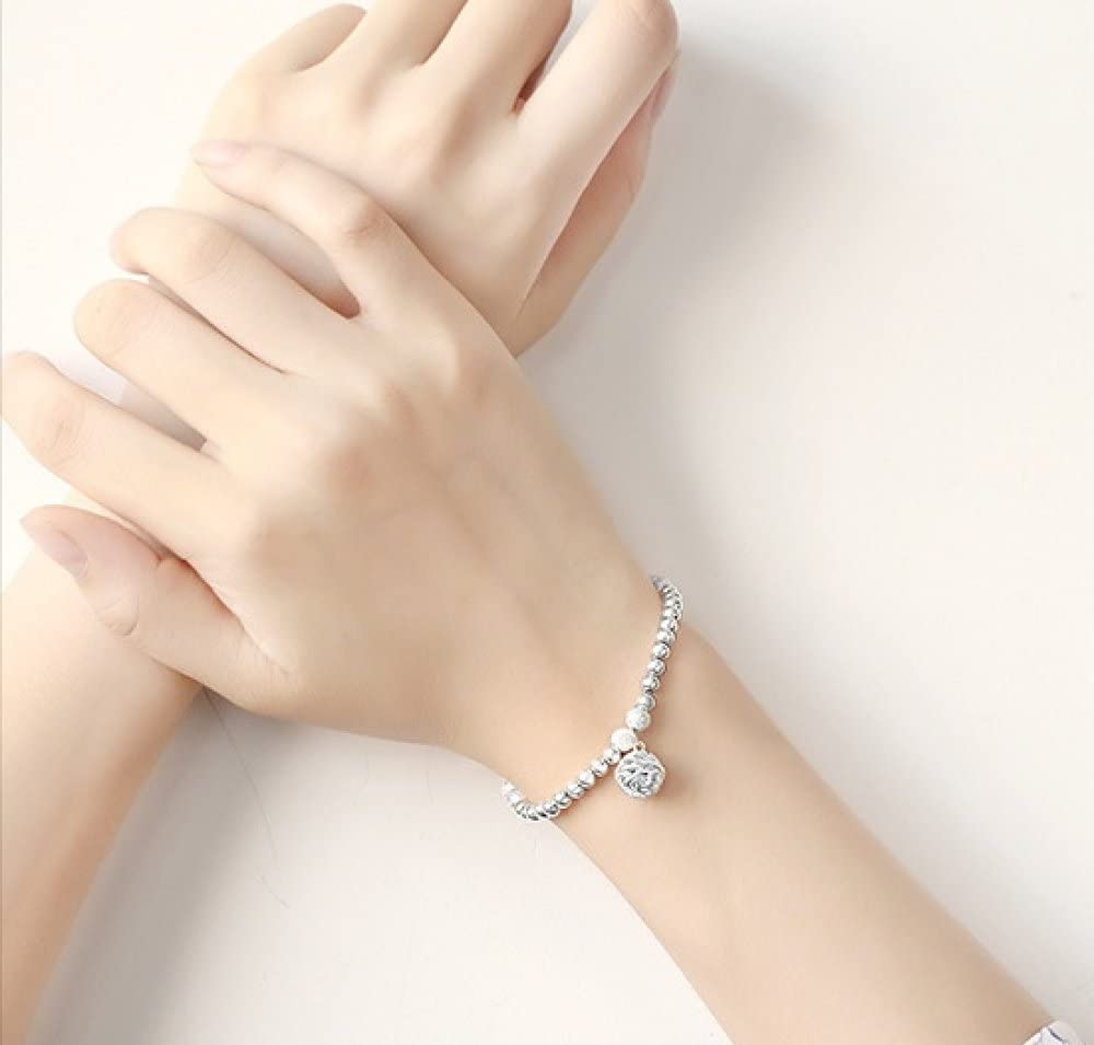 Armband Damen Silber,Sterling Silber Verstellbares Armband Runde Perlenkette Glocke Anhänger Freundschaftsarmbänder Geschenk S925 Silberschmuck Für Frauen Freundin Ehefrau