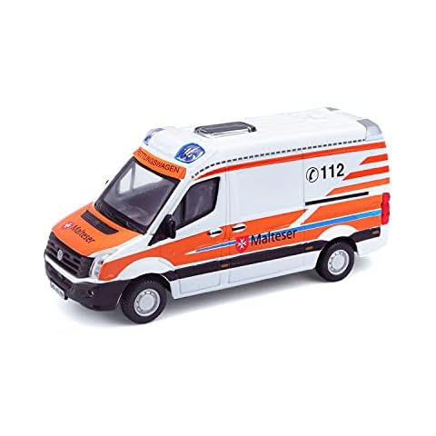 Bauer Spielwaren 18-32011M VW Crafter Malteser Toy car in Scale 1:50, White-Orange Cover