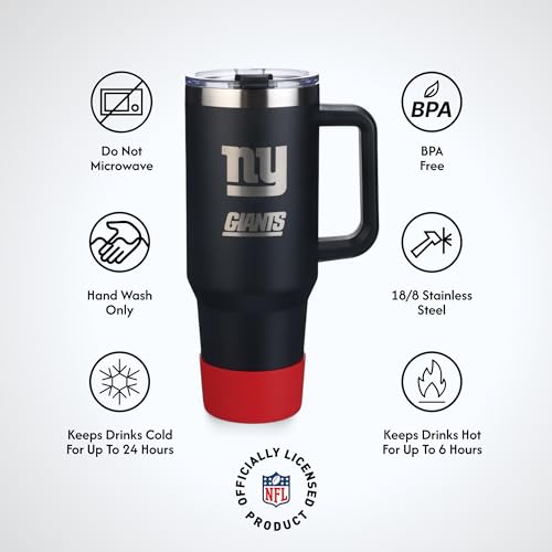 Image of The Memory Company NFL 40oz Game Day Tumbler - Premium Stainless Steel Double-Wall Vacuum Insulated Travel Cup with Removable Silicone Base , Laser Engraved Team Logo, Hot & Cold Drinks