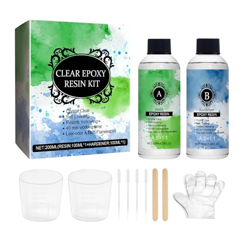 Juego de resina 2 x 85 g, resina epoxi de endurecimiento rápido, endurecedor resistente al amarillamiento, autonivelante, brillante, endurecimiento rápido, para reparación, joyas, arte, mesa de río