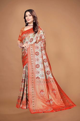 FASHIONFRICKS orange dharmavaram silk saree – image 4