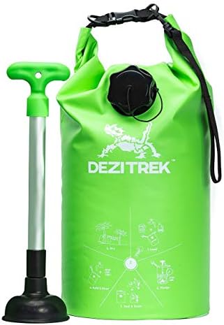 Dezitrek All in One Hand Wash Bag and Plunger Set - Off Grid Washing Machine Non Electric for Camping Travel | Eco Friendly Portable Manual Clothes Washer Laundry Bag for RV's (Medium)