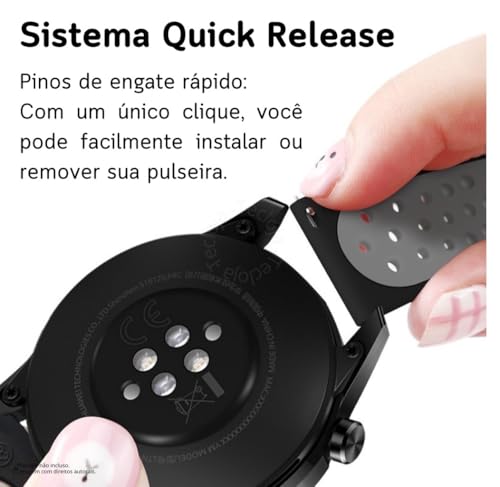 Pulseira de Silicone Macia (PRETA) Para Smartwatch Galaxy Watch Fe, Watch 7 6 5 4 3, Classic, Lte, 4