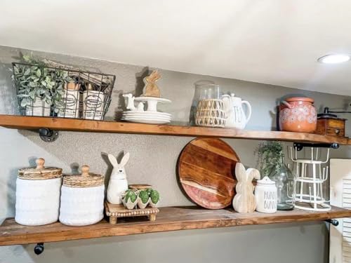 HDDFER Industrial Pipe Wall Wood Shelves,Real Wooden Shelves 60