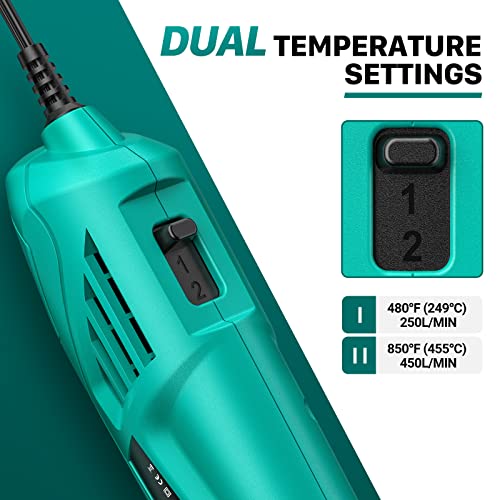 Yeegewin Heat Gun, 380W Fast Heat Mini Hot Air Gun With 2-Temp Settings 480°F~850°F(249°C-455°C) Overload Protection Reflector Nozzle, 4.9Ft Long Cable For Shrink Wrap,Vinyl, Crafts, Epoxy Resin #TOP1