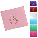 Portainsignia de piel suave para discapacitados, soporte para insignias de estacionamiento para discapacitados, soporte para pantalla de insignias azul (rosa bebé)
