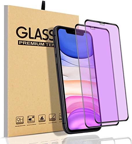 【ブルーライトカット】iPhone 11 ガラスフィルム iPhone XR フィルム【2枚入】 目の疲れ軽減 フィルム 、高透過率/硬度9H/指紋防止/自動吸着/飛散防止/スクラッチ防止/気泡ゼロ/iPhone11/iPhoneXR用液晶保護フィルム3D曲面フルカバーふぃるむ