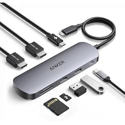 Anker Nano Laptop Docking Station Dual Monitor,8-in-1 USB C Hub for Windows | Dual 4K@60Hz HDMI Dock, 10Gbps USBC & USBA Data Ports, 85W PD, SD/TF Card Reader, for Dell, Lenovo, HP (Charger Not Included)
