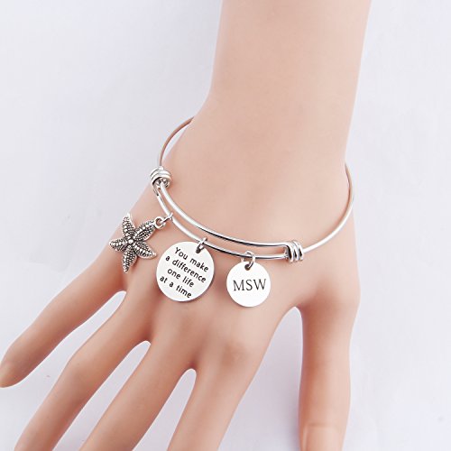 ENSIANTH Social Worker Gifts MSW Graduation Bracelet You Make A Difference Jewelry Starfish Bracelet2
