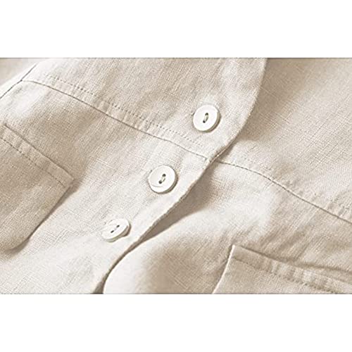 Dongfeng Women's Cotton Linen Sleeveless Vest Casual V Neck Button Down Blazer Waistcoat Jackets4