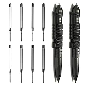 Origin-Joy 2 Pack Tungsten Steel Military Tactical Pen Set, Multifunctional EDC Self Defense Pen With 8 Ballpoint Refills
