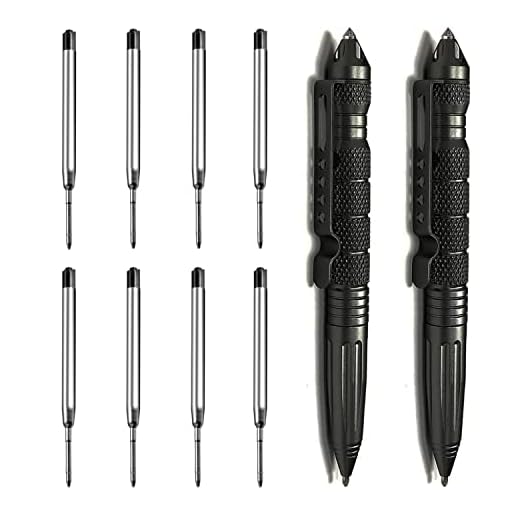 Origin-Joy 2 Pack Tungsten Steel Military Tactical Pen Set, Multifunctional EDC Self Defense Pen With 8 Ballpoint Refills