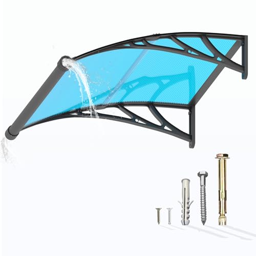 GUANSU-CN Auvent de Porte d'entrée, 120x100 cm Toit Marquise Extérieur en Polycarbonate, Abri Anti-Pluie et Anti-UV pour Terrasse & Balcon