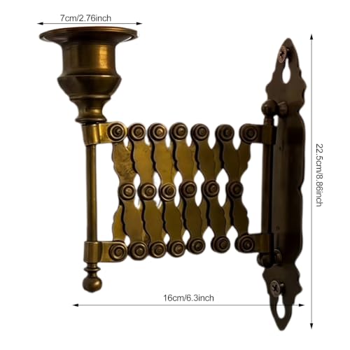 Candelabro de pared de metal vintage con brazo extensible de diseño robusto 7