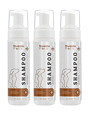 Nuesta Pets Waterless No-Rinse Pet Shampoo | Soothing Hypoallergenic Gentle | time-Saving Stress-Free foaming Cleanser (3 8 fl oz Bottles Unscented)