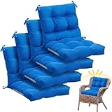 Marsui Outdoor Indoor High Back Chair Cushions Patio Furniture Tufted Pillow with Ties Water-Resistant Replacement Outdoor Rocking Chair Cushions, 42 x 21 Inches(Blue)