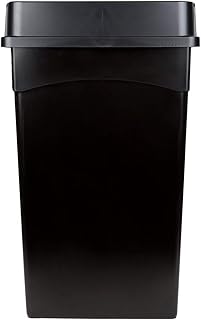 PRO&Family 92 Qt. / 23 Gallon / 87 Liters Black Rectangular Wall Hugger/Slim Trash Can and Drop Shot Lid Set. Trash Bin Kitchen Garbage Can Waste Basket Recycle Bin