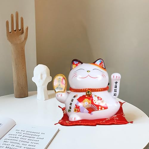 Chat de la chance chinois à bras ondulant 5,5 pouces pour décoration - 8