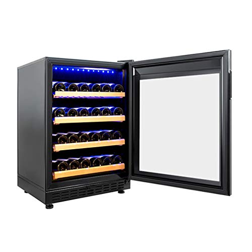 Design Weinschrank,44 Flaschen 4 Holz-Einschübe, LED-Display Flaschen Sicherheitsschloss Soft-Touch-Bedienfeld Freistehend Seitliche
