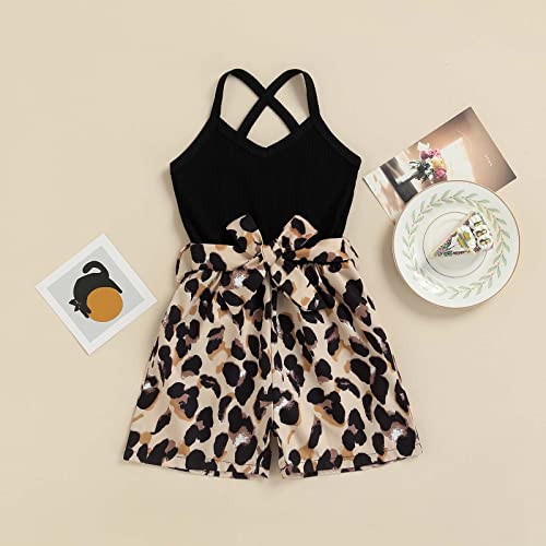Tiacham Toddler Baby Girl Summer Clothes Leopard Print Romper Jumpsuit One Piece Outfit Kids Shorts (Black, 18-24 Months) #TOP1