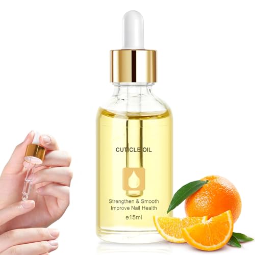 15ml Nail Cuticle Oil with Organic Jojoba & Vitamin E B, Strengthens Nails, Moisturizes Dry Rough Cuticles, Prevents Hangnails & Chapped Skin, Fast Absorbing Dropper, Nourishes & Repairs Nails