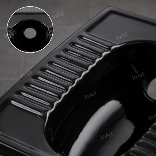 Image of InArt Ceramic Sanitary Ware Indian Toilet /Orissa Pan for Bathroom (Black, 21 Inch)