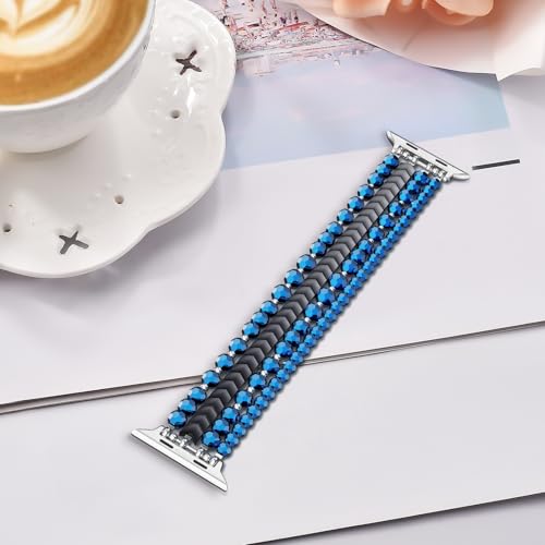 Image of MOFREE Beaded Bracelet Compatible with Apple Watch Band 42mm /44mm /45mm /49mm /46mm Series 10 /9 /8 /7 /SE /6 /5 /4 /3 /2 /1 Women Fashion Handmade Elastic Stretch Strap for iWatch Bands Replacement