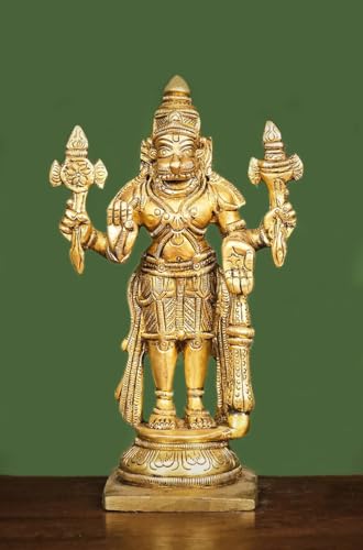 Estatua de Narasimha Dev Vishnu en latón 5.75 pulg miniatura 5