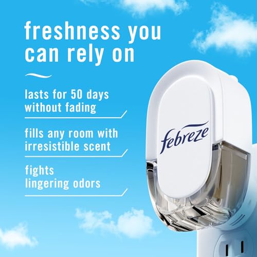 Image of Febreze Plug In Air Freshener, Odor-Fighting Scented Oil Refill, Air Fresheners for Home and Bathroom and Kitchen, Long Lasting for Strong Odors, Twilight Lavender Scent, 0.87oz Refills, 4 Count