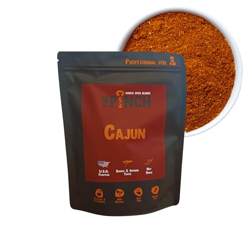 THE PINCH Cajun XL Barbacoa Saludable con Sazonador 100% Naturales y sin sal. Fácil de usar, sazona: Alitas de Pollo, Hamburguesas y Veggie Burgers al Estilo Luisiana. Paquete 400g