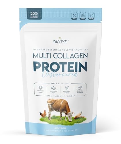 Colágeno en Polvo 1kg – Multi Collagen Peptides – Tipos I, II, III, V y X – de Bovinos Alimentados con Pasto, Peces Silvestres, Caldo de Huesos Bovinos Alimentados con Pasto.