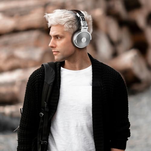 Image of OneOdio Pro C Wired & Wireless Over-Ear Headphones, 110H, 50mm Drivers | Wired 3.5mm and wireless Bluetooth modes with 110H playtime, 50mm drivers and HD mic for PC, podcast and studio work
