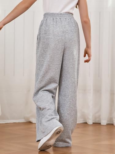 COZYEASE Girl's Wide Leg Sweatpants High Elastic Waist Straight Leg Baggy Jogger Pants with Pocket2