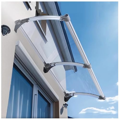 Toldo de policarbonato de aluminio para puerta, cubierta de puerta delantera, protección UV, voladizo exterior Pultvordach (65 x 360 cm) para entrada Haustür